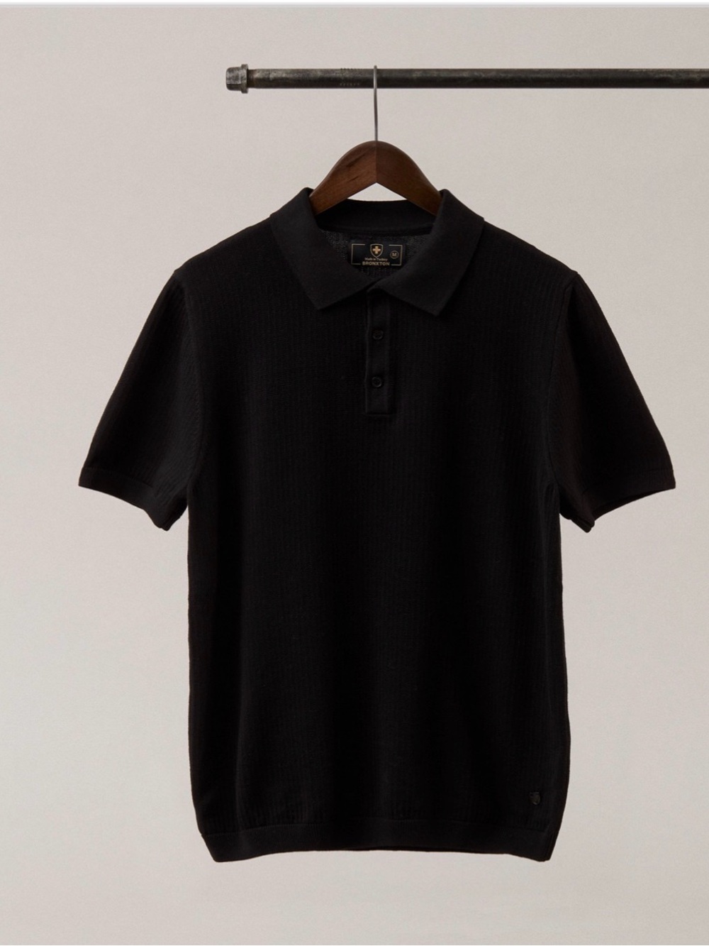Bronxton Men's Black Short-Sleeve Polo - Knit Collar Polo Size L